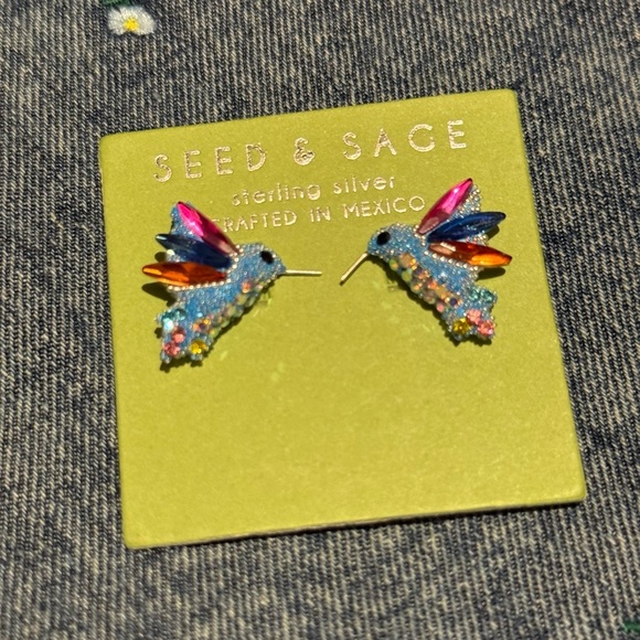 ✨ Seed & Sage Sterling Silver Hummingbird Earrings – Handcrafted in Mexico ✨ - Picture 6 of 11